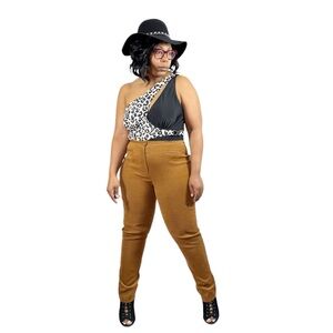 Express Pants Vintage High Rise Straight Leg Faux Suede